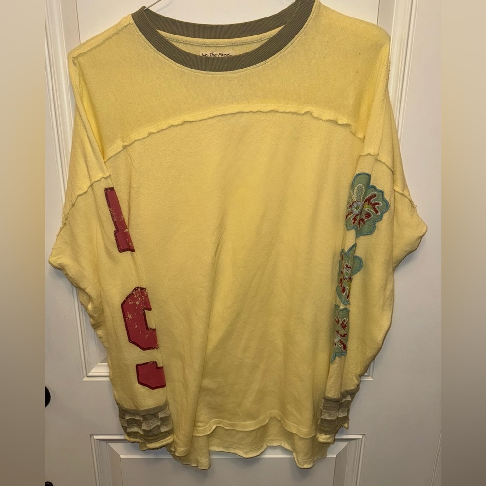 Free People ‘We the free’ embroidered sleeve long sleeve tee-shirt